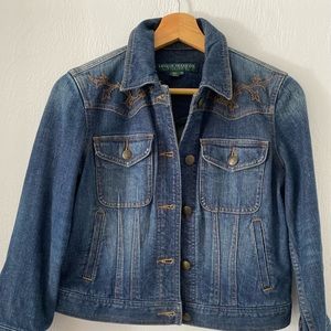 Lauren Jeans Co Ralph Lauren Petite embellished denim jean jacket size pp